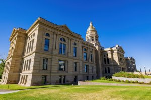 Blue skies above the Wyoming State Capitol Building at Cheyenne